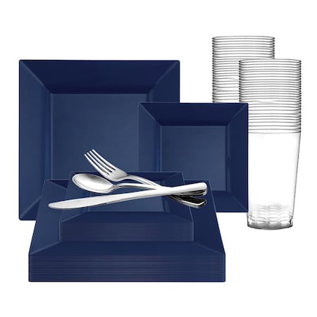 Smarty Had A Party Midnight Blue Square Plastic Wedding Value Set, 360PK 6819VS60